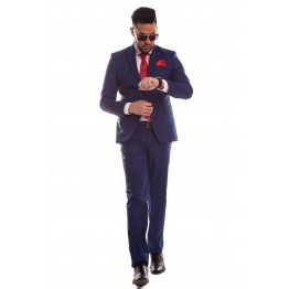 Costum barbatesc marine cu carouri bordo