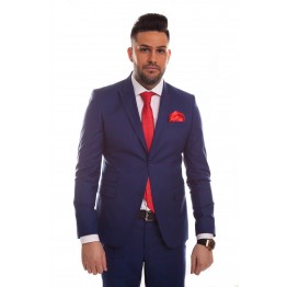 Costum barbatesc marine cu carouri bordo